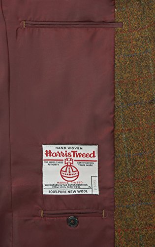 Harris Tweed Mens Rust Windowpane Check Tweed Jacket Regular Fit 100% Wool Notch Lapel-42S - Thumbnail 2