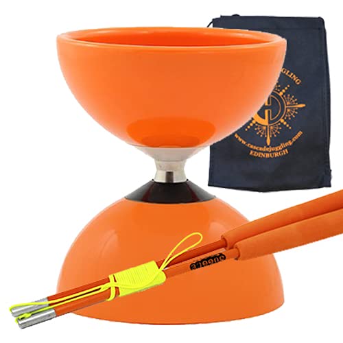 Juggle Dream Carousel Bearing Diabolo and Fiber Sticks with Bag - Bearing Diablo Set for Kids (Orange)