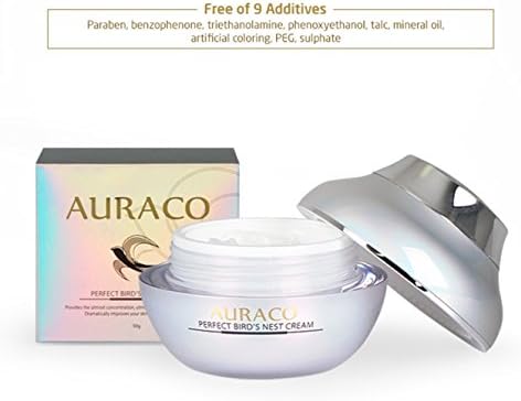 AURACO Perfect Bird's Nest Cream, Best Ultra Facial Cream in Korea Cosmetics - Free of 9 Additives, Anti-aging, Whitening, Natural Moisturizer - 50g
