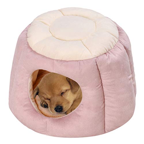 Cat Sleeping Bag, Inkach Pet Tent Bed for Small Dogs Nest Kennel Comfy House, Puppy Kitten Cave Bed Liner Soft Warm Nest Kennel Sleeping Mat Pad (M, Pink)