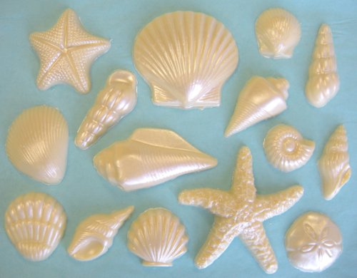 White Chocolate Seashell Cake Decorating Assortment #1, 48 chocolate seashells