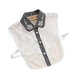 ANNCY Womens Crystal Flower Shirt Fake Collar Detachable Chiffon White