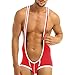 YiZYiF Men's Sexy Lingerie Bodysuit Boxer Briefs Suspenders Singlet Underwear Red Medium