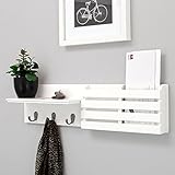 Kiera Grace Sydney Wall Shelf and Mail Holder with 3 Hooks, 24-Inch by 6-Inch, White (Misc.)