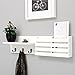 Kiera Grace Sydney Floating Shelf, Modern Wall Mounted Shelf with 3 Metal Hooks and Mail Holder for Home, Office, 24