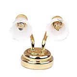 1:12 Dollhouse Miniature LED Light Double Head Wall Lamp