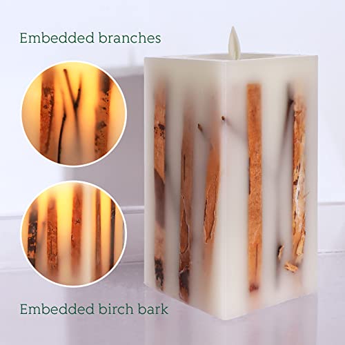 SILVERSTRO Birch Flameless Candles with Remote, D 3.11" x H 4" 5" 6