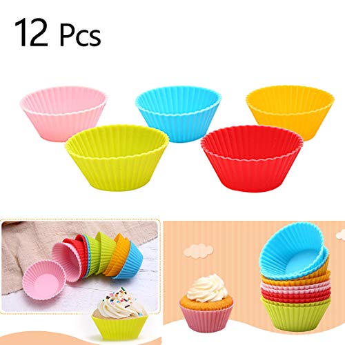 Loweryeah 12Pcs Round Shape Silicone Muffin Cupcake Mould Case Bakeware Maker Mold Tray Baking Cup Liner Baking Molds - Thumbnail 6