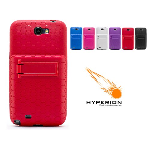 Hyperion Samsung Galaxy Note II Extended Battery HoneyComb Kickstand TPU Case Red