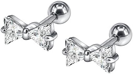 16g Sparkling Cubic Zirconia Stainless Steel Stud Earrings Tragus Helix Conch Cartilage Ear Piercing