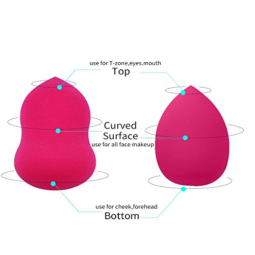 Makeup Blender Sponges Foundation Puff Benss Beauty Makeup Sponge Multi Shape Flawless Sponge for Liquid BB Creams Dual Use Makeup Sponges (Gourd Shape, Rose red) - Thumbnail 4