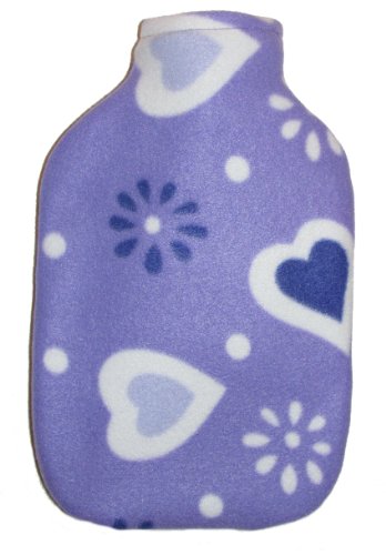 Warm Tradition Purple Hearts Fleece Covered Hot Water Bottle - Bottle Made in Germany, Cover Made in USA