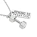 Godyce Barbell Pendant Necklace Women Men Stainless Steel Sports Silver Gym Jewelry