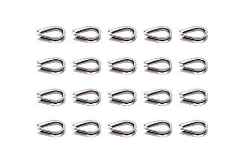 Penta Angel M3 304 Stainless Steel 3/32" - 1/8" Diameter Wire Rope Cable Thimbles Rigging 20PCS