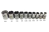 Craftsman Laser Etched Easy Read 10 Piece 1/4" Drive Standard SAE 12 Point Shallow Socket Set