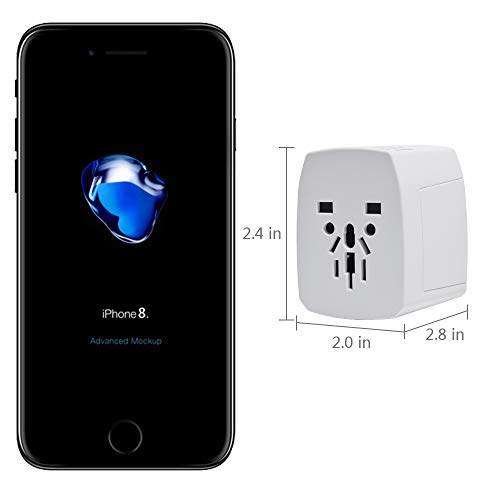 Travel Adapter, 2000W International Power Adapter, All in One Universal Power Adapter with 4 Quick Charge USB 3.0 Ports, for UK, EU, AU, US, Over 150 Countries (White)