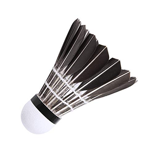 WHIZZ Badminton Shuttlecocks,12-Pack Goose Feather Badminton Birdies Balls with Great Stability and Durability for Indoor/Outdoor Sport Training Games, Black