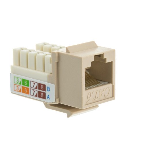 CableWholesale's Cat6 Keystone Jack, Beige/Ivory, RJ45 Female to 110 Punch Down