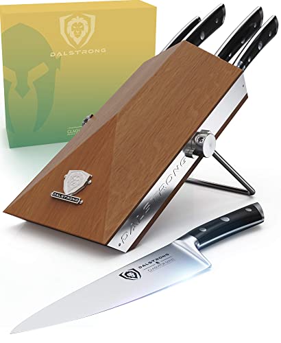 Dalstrong Juego de bloques de cuchillos - 5 piezas - Serie Gladiator - con bloque modular de varios niveles - Acero alemán con alto contenido de carbono - Mangos negros ABS premium - Juego de cuchillos de cocina premium con bloque - Certificado NSF