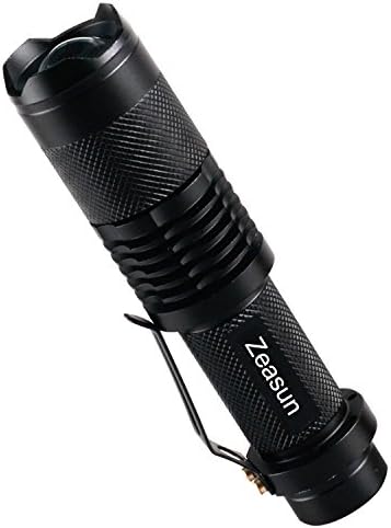 Zeasun Max 900 Lumen MIni Weatherproof XML T6 LED Flashlight, Zoomable Focus Handheld Torch for Outdoor Activities (Black)