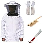 LORJE Beekeeping Bee Keeping Suit Jacket&Gloves& Bee Hive Brush & J Hook Hive Tool Set