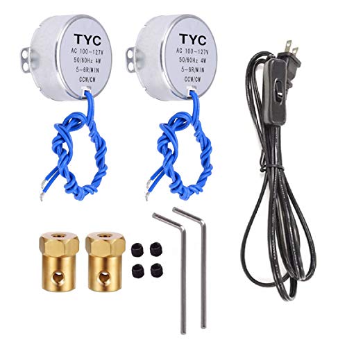 Synchronous Synchron Motor Turntable Motor Electric Motor with 7mm Flexible Coupling Connector and 6ft Power Cord Switch Plug,50/60Hz AC100~127V 4W CCW/CW for Crafting,Cup Turner,Cuptisserie (5-6R)