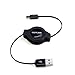 GEPLiNK Retractable USB Port to Micro USB Data Cable and Quick Charging Cord for Samsung Android Smartphone 3ft in Black