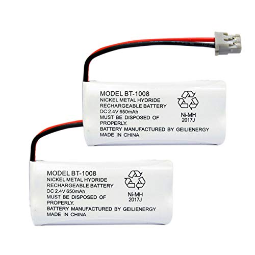 Geilienergy 2.4V 650mAh Rechargeable Phone Batteries Compatible with Uniden BT-1008,BT1008 BT1021 BT-1021 BT-1016 BT1016 CPH-515B, CPH515B(Pack of 2)