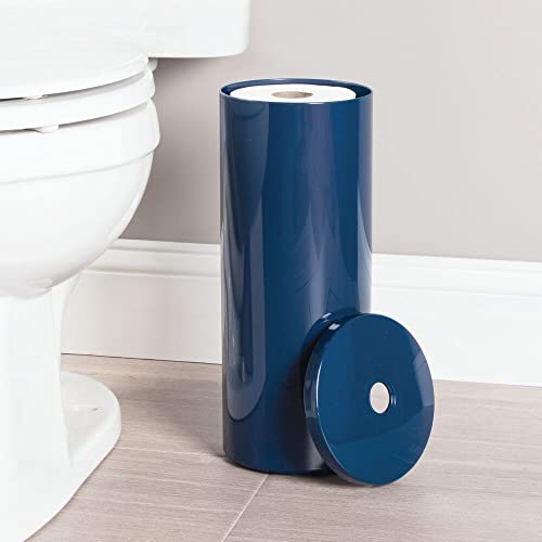 mDesign Modern Plastic Toilet Tissue Paper Roll Holder Canister Stand
