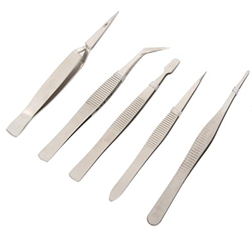 5pcs Multipurpose Tweezer Beading Jewelry Repair Hobby Tool Set Watch Tools