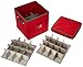 Christmas Decor Storage Box - Red Oxford Canvas Ornament Cube Chest With 64 Compartment Dividers, Riveted Handles, and Lid by Elf Stor