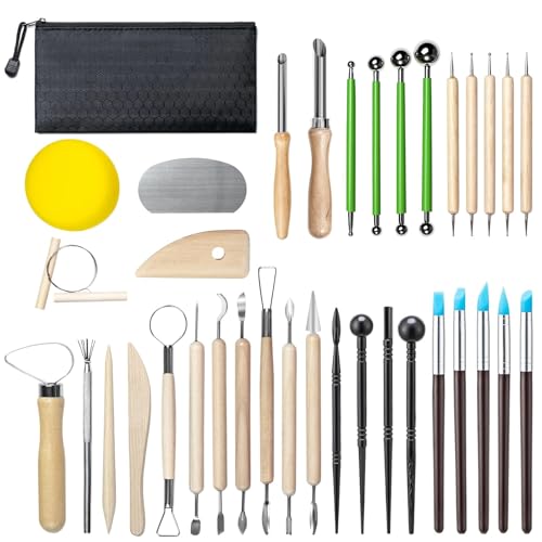 36 PCS Clay Tools Kit, Pottery Clay Sculpting Tools for Carving, Shaping, Molding, Ceramic Modeling & Polymer Clay Crafts, for Beginners, Artists & Hobbyists