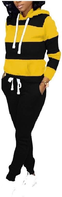 AngelSpace Womens Casual Tops Blouse Pants Striped Two Piece Sets Sportswear Set