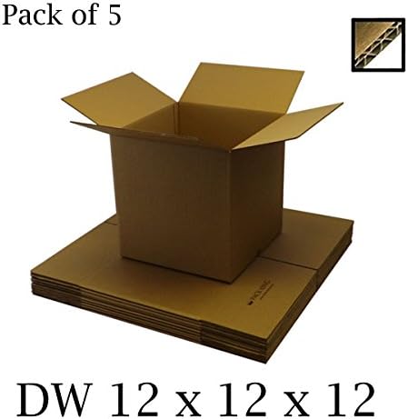 5 x Double Wall Brown Cardboard Boxes Packaging Postal, Mailing & Storage Strong Containers Flat Packed Corrugated Cartons House Moving / Removals – All Sizes Available (12" x 12" x 12" / 305 x 305 x 305mm)