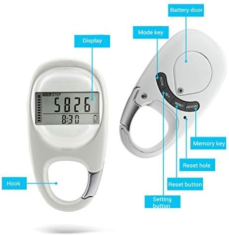 Mlamat 3D Digital Pedometer,Simple 3D Digital Pedometer Portable Walking Step Counter with Carabiner Clip for Men/Women/Pets,LCD Step Counter for Men Women - Image 4