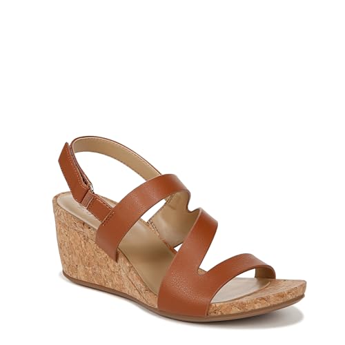 Naturalizer Womens Adria Strappy Wedge Sandals Toffee Brown Smooth 7.5 W
