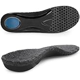 riemot Women's Arch Support Warm Insoles Comfort Lamb Wool Replacement Shoe Inserts Plantar Fasciitis Relief High Arch Orthotics Inserts for Work Boots Slippers Grey US7/ EU38