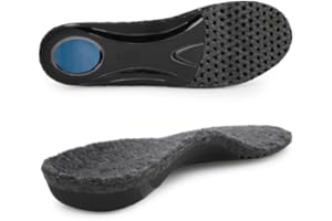 riemot Women's Arch Support Warm Insoles Comfort Lamb Wool Replacement Shoe Inserts Plantar Fasciitis Relief High Arch Orthotics Inserts for Work Boots Slippers Grey US10/ EU41