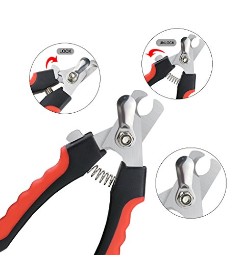 CEESC Pet Nail Clipper for Dogs and Cats, Sharp Nail Trimmer with Nail File Together, Red Essential Grooming Kit - Thumbnail 5