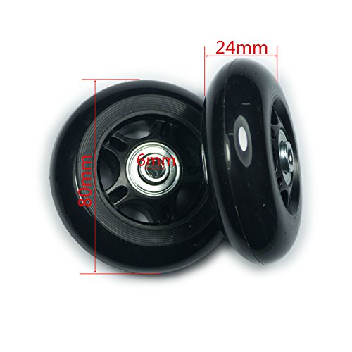 YongXuan Mute Wear-Resistant Luggage Suitcase Replacement Wheels Kit Inline Outdoor Skate Replacement Wheels (80mm Ã— 24mm)