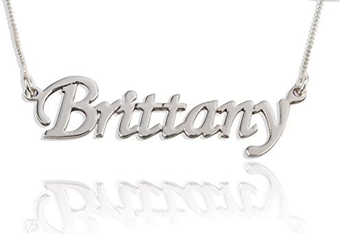 925 Sterling Silver Personalized Name Necklace - "Brittany Style" Script Name Necklace - Custom Made with Any Name