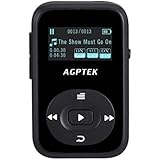 AGPTEK A26 8GB Bluetooth MP3 Player, Sports Clip Hi-Fi Sound Music Player with FM Radio, 1.1 Inch OLED Screen, Sweatproof Silicone Case, Support up to 64GB, Black