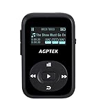 AGPTEK A26 8GB Bluetooth MP3 Player, Sports Clip Hi-Fi Sound Music Player with FM Radio, 1.1 Inch OLED Screen, Sweatproof Silicone Case, Support up to 64GB, Black