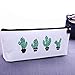 Bonaweite Cactus Pencil Bag Linen Pastoral Bandage Case Cute Cacti Pen Zipper Coin Organizer Makeup Cosmetic Pouch Holder for Desk Set of 3