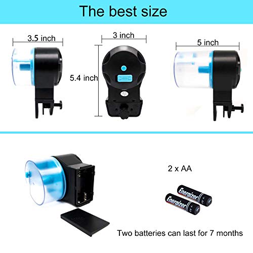 Togolo Automatic Fish Feeder Aquarium with 2 Fish Food Dispensers Tank Timer Feeder Vacation Auto Fish Feeder for Flakes Electric Automatic Turtle/Gold Fish for Weekend or Holiday