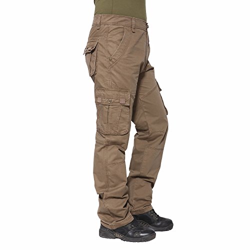 EKLENTSON Men's Cargo Pants Relaxed Fit Cotton Work Pants Multi Pockets Khakis - Thumbnail 2