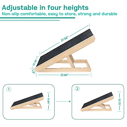 RULI 28" Adjustable Dog Ramp with Traction Mat, NonSlip Wooden Ramps