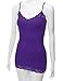 RT1004 Ladies Adjustable Spaghetti Strap Lace Trim Long Tunic Cami Tank Top D.Purple M