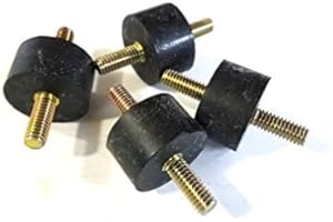 RUBBERFEETWAREHOUSE Pack of 4 Rubber Vibration Isolator Mounts - 1-1/4" Diameter x 3/4" Height, 5/16-18 x 3/4" Long Studs - Noise Control, Anti-Vibration, Shock Absorber, for HVAC, Generators, Motors, Compressors, Pumps