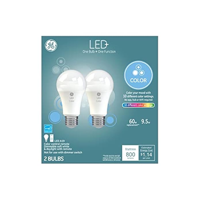 GE 2pk LED+ Color Aline Changing A19 LED Light Bulbs